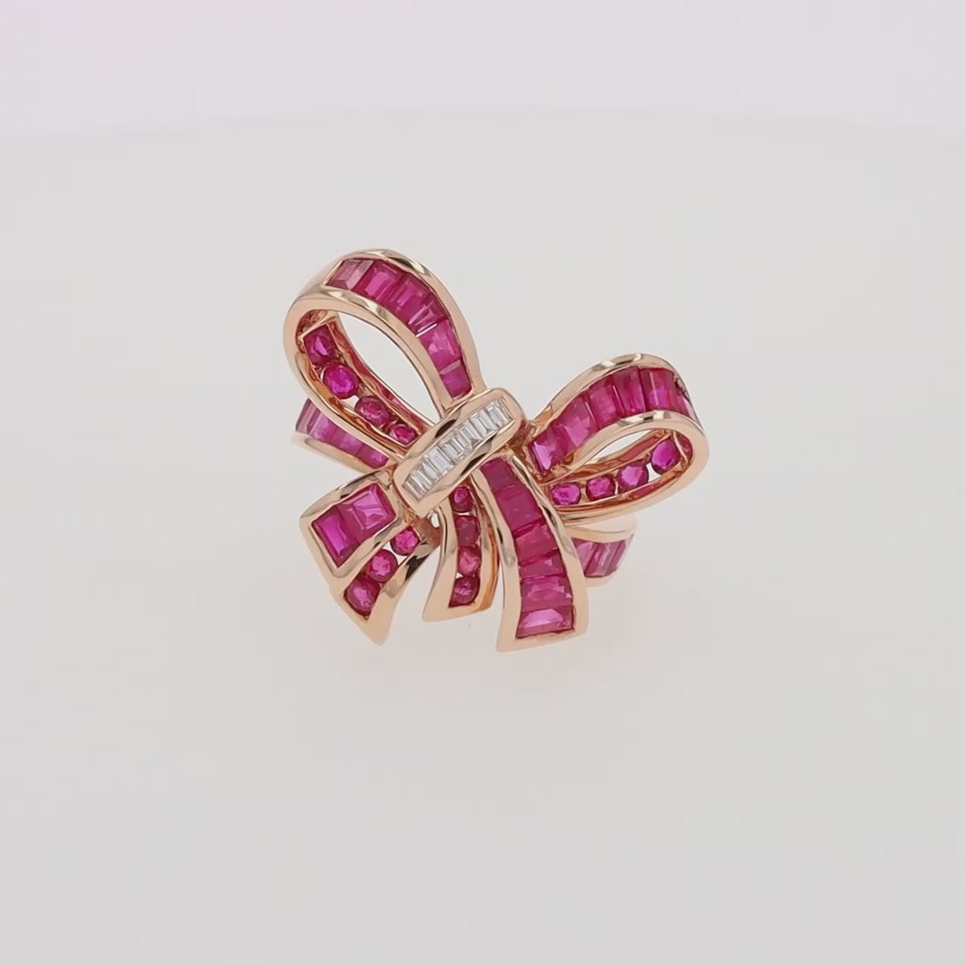 Translation missing: en.Ruby Royale 14K Rose Gold Ruby Bow Ring, 3.70 TCW