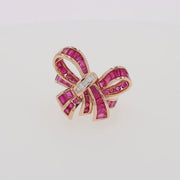 Ruby Royale 14K Rose Gold Ruby Bow Ring, 3.70 TCW