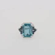 14K White Gold London Blue Topaz and Diamond Ring, 9.47 TCW