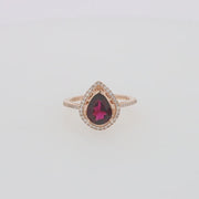 Bordeaux 14K Rose Gold Rhodolite Garnet and Diamond Ring, 1.46 TCW