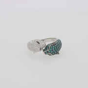Signature 14K White Gold Blue and White Diamond Panther Ring, 1.48 TCW