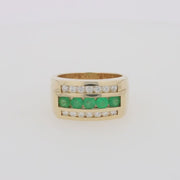 Men's 14K Yellow Gold Emerald and Diamond Ring, 1.78 TCW