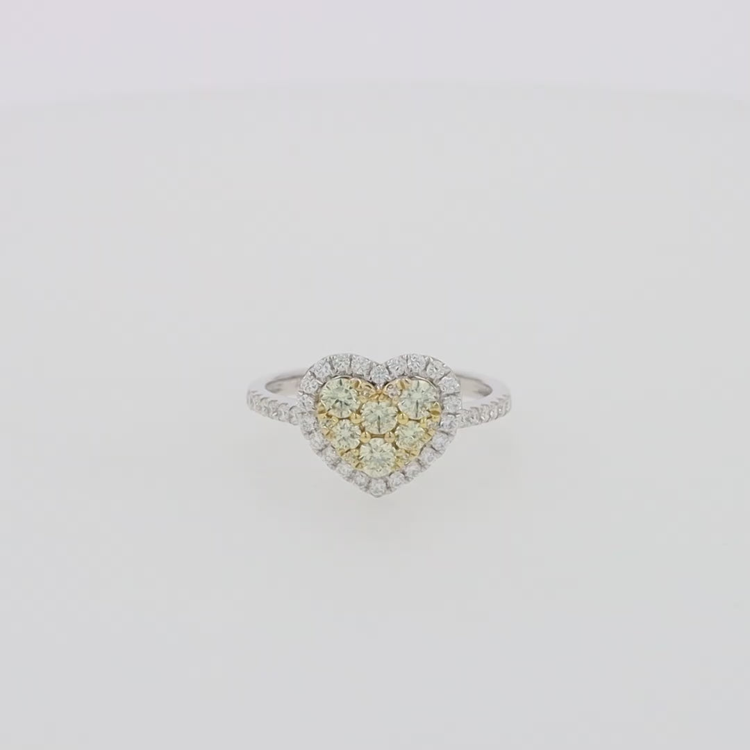 Translation missing: en.Canare 14K Two Tone Gold Heart Shaped Yellow Diamond Heart Ring, 0.77 TCW