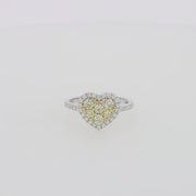 Canare 14K Two Tone Gold Heart Shaped Yellow Diamond Heart Ring, 0.77 TCW