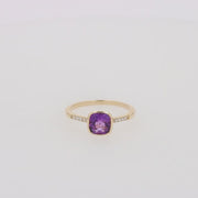 14K Yellow Gold Amethyst and Diamond Ring, 0.75 TCW