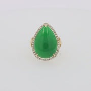 14K Yellow Gold Jade and Diamond Cocktail Ring, 14.08 TCW