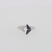 Seaside 14K White Gold Sapphire and Diamond Whale Tails Ring, 0.18 TCW