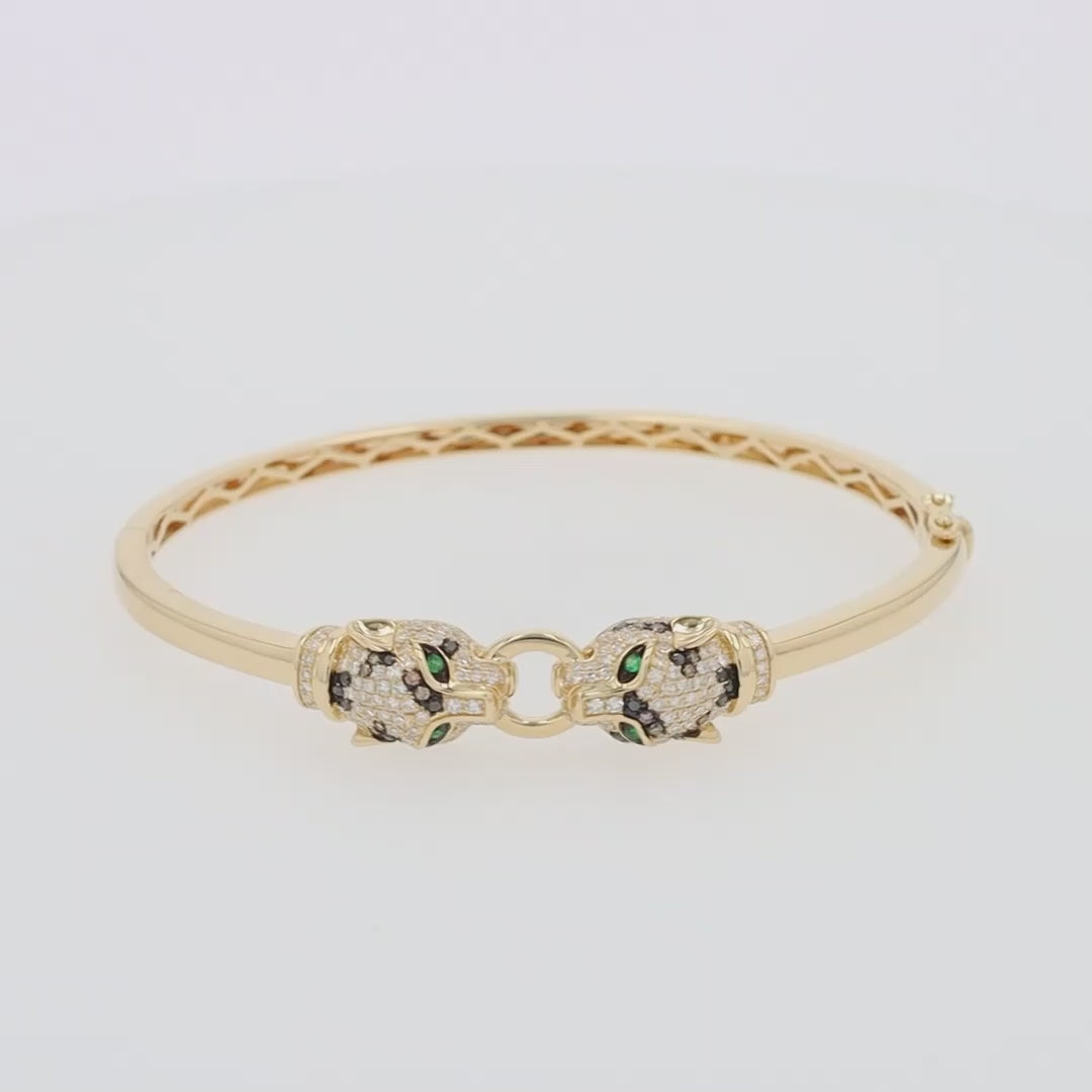 Translation missing: en.Signature 14K Yellow Gold Emerald and Multi Diamond Bangle