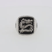 Men's 925 Sterling Silver Onyx Dragon Ring, 5.00 TCWS