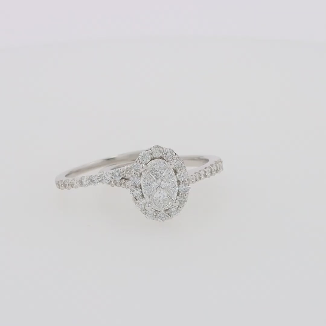 Translation missing: en.14K White Gold Diamond Ring and Matching Band Set, 2.00 TCW