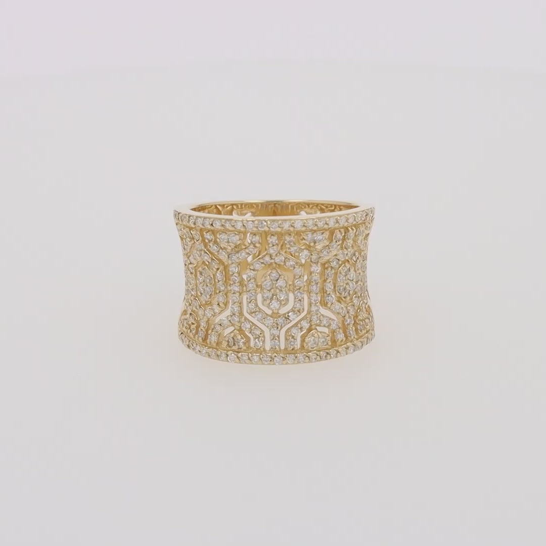 Translation missing: en.D'Oro 14K Yellow Gold Diamond Maze Ring, 0.79 TCW
