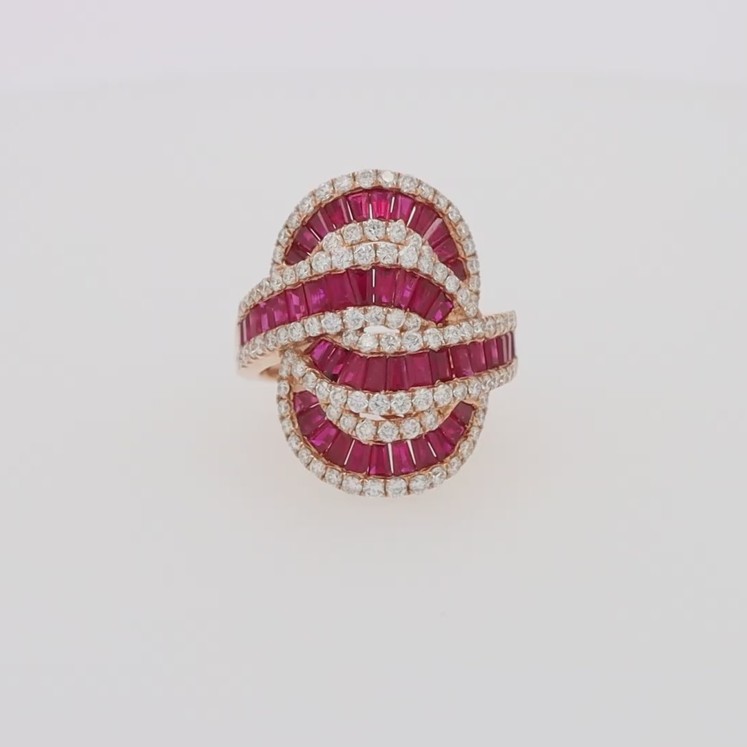 Translation missing: en.Ruby Royale 14K Rose Gold Ruby and Diamond Cocktail Ring, 3.78 TCW