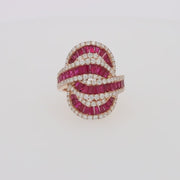 Ruby Royale 14K Rose Gold Ruby and Diamond Cocktail Ring, 3.78 TCW