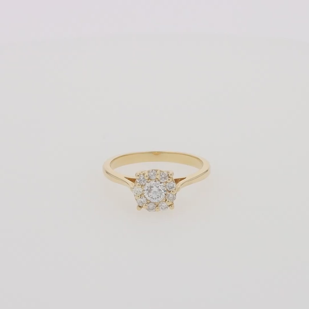 Bouquet 14K Yellow Gold Diamond Cluster Ring, 0.51 TCW