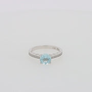 Aquarius 14K White Gold Aquamarine and Diamond Ring, 1.09 TCW