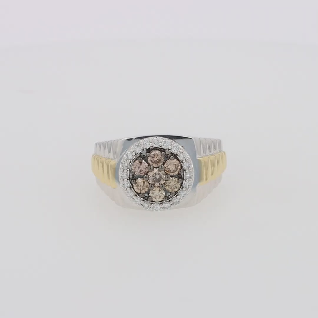 Translation missing: en.Men's 14K Two-Tone Gold Espresso and White Diamond Ring, 0.97 TCW