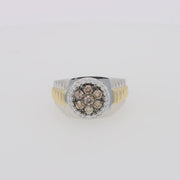 Men's 14K Two-Tone Gold Espresso and White Diamond Ring, 0.97 TCW