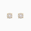 The Bouquet 14K Yellow Gold Diamond Cluster Stud Earrings, 0.50 TCW, feature clusters of small round diamonds in a circular design, displayed against a plain white background.