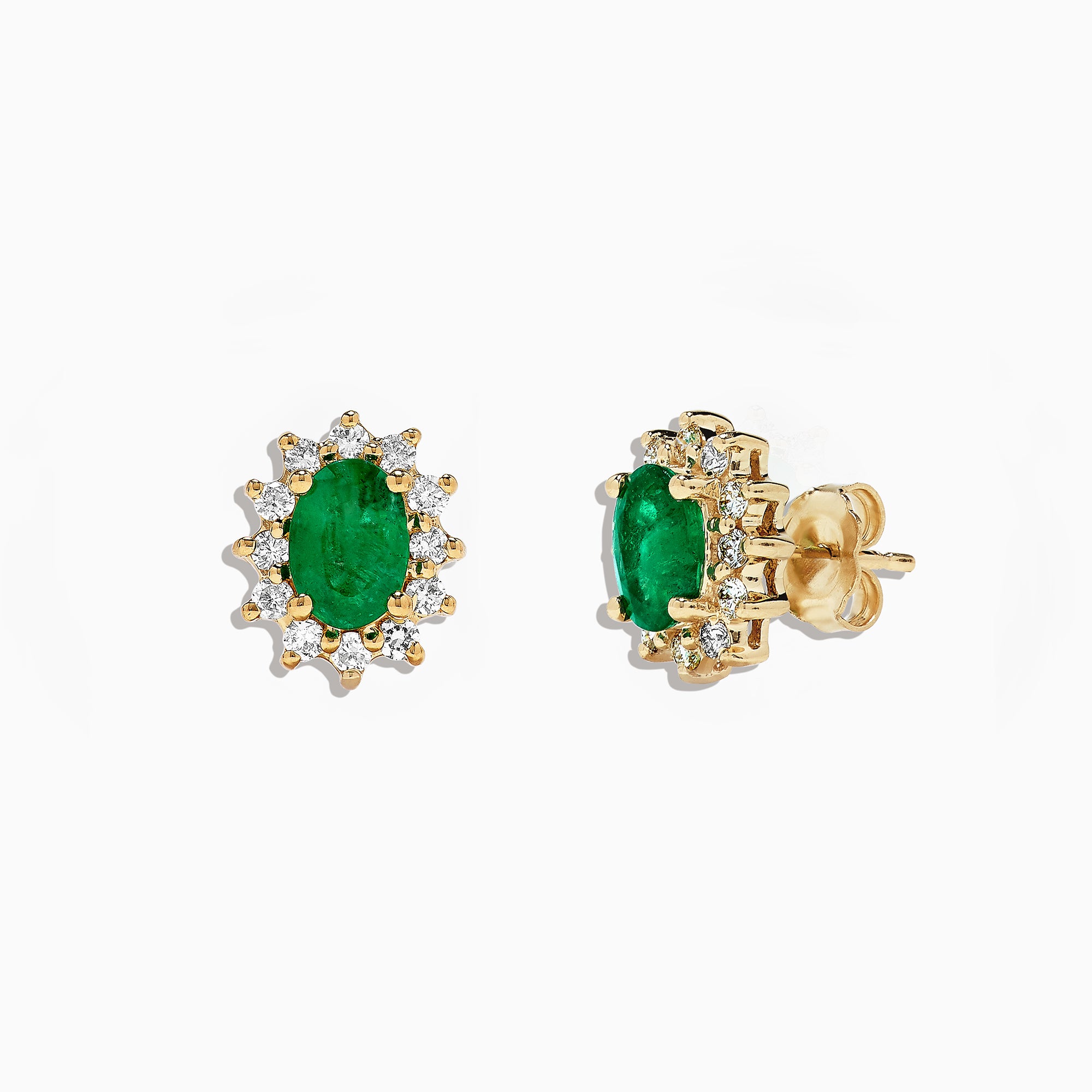 Effy Brasilica 14K Yellow Gold Emerald and Diamond Stud Earrings, 1.99 ...