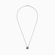 The 925 Sterling Silver Sapphire Splash Turtle Pendant (1.00 TCW) features blue and white gemstones on its shell and is shown against a white background.