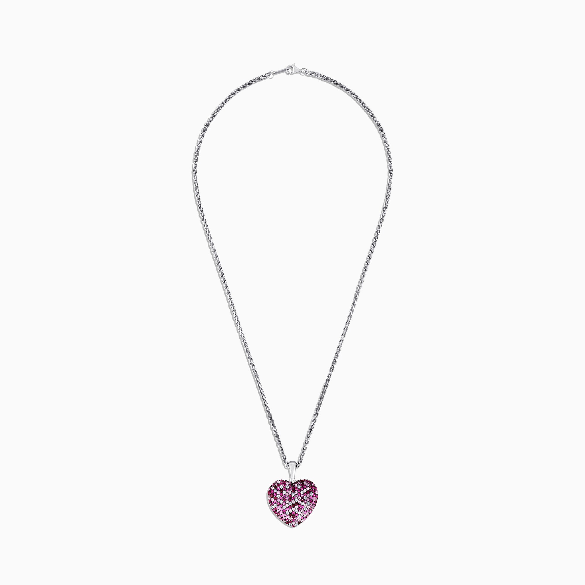 925 Sterling Silver Pink Sapphire Splash Heart Pendant, 3.80 TCW ...
