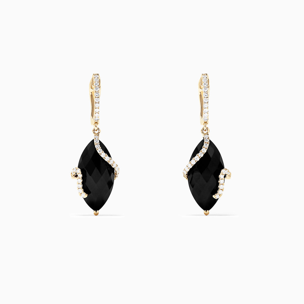 Effy Eclipse 14K Yellow Gold Onyx and Diamond Drop Earrings, 13.18 TCW