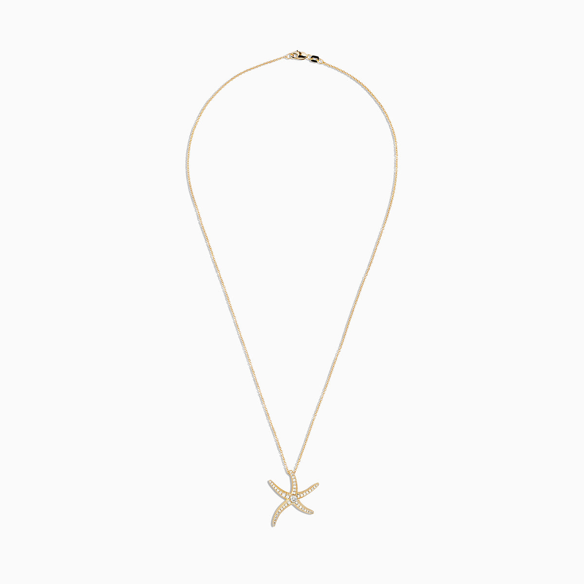 The DOro 14K Yellow Gold Diamond Starfish Pendant (0.51 TCW) hangs from a delicate chain and is shown sparkling against a plain white background.