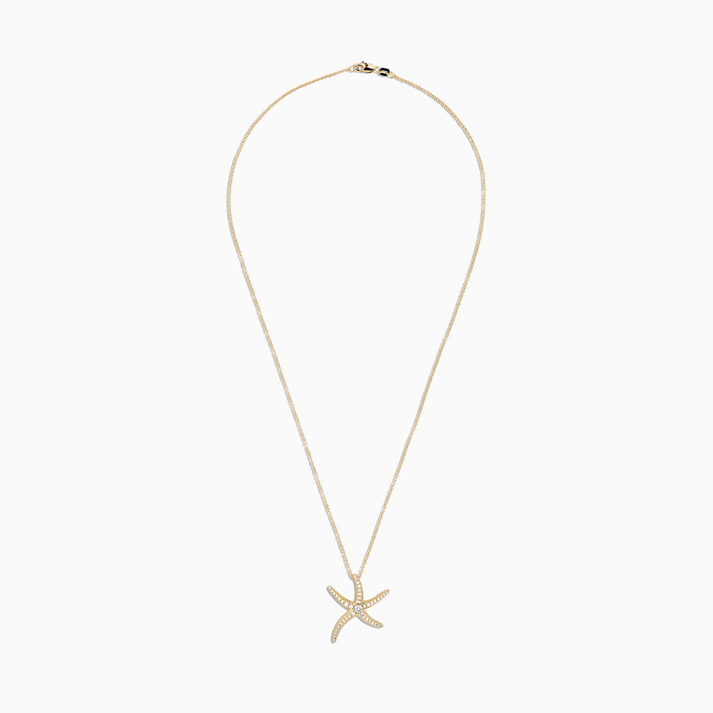 Effy D'Oro 14K Yellow Gold Diamond Starfish Pendant, 0.51 TCW ...