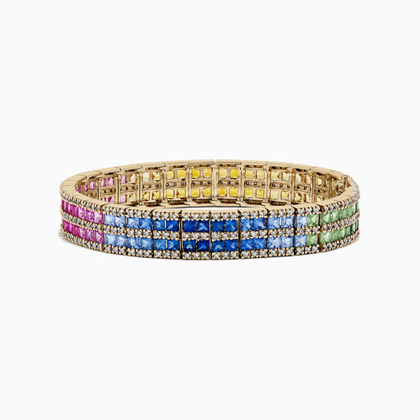 Buy Unheated Rainbow Sapphire Bracelet Multicolor Sapphire Diamond Bracelet  Jewelry Bangle Pink Yellow Green Blue Sapphire Bracelet Bangle 14K Online  in India - Etsy