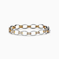 The Duo 14K White and Yellow Gold Diamond Chain Link Tennis Bracelet, 2.01 TCW, features alternating gold and silver oval links with sparkling diamonds, displayed elegantly on a white background.