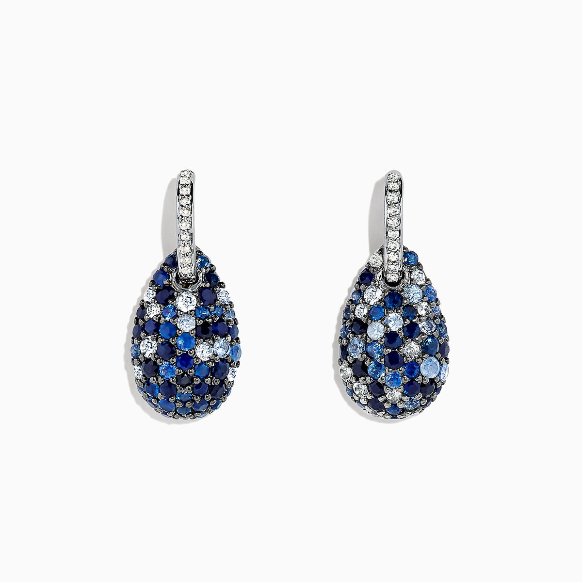 925 Sterling Sapphire Splash & Diamond Earrings 2.59 TCW