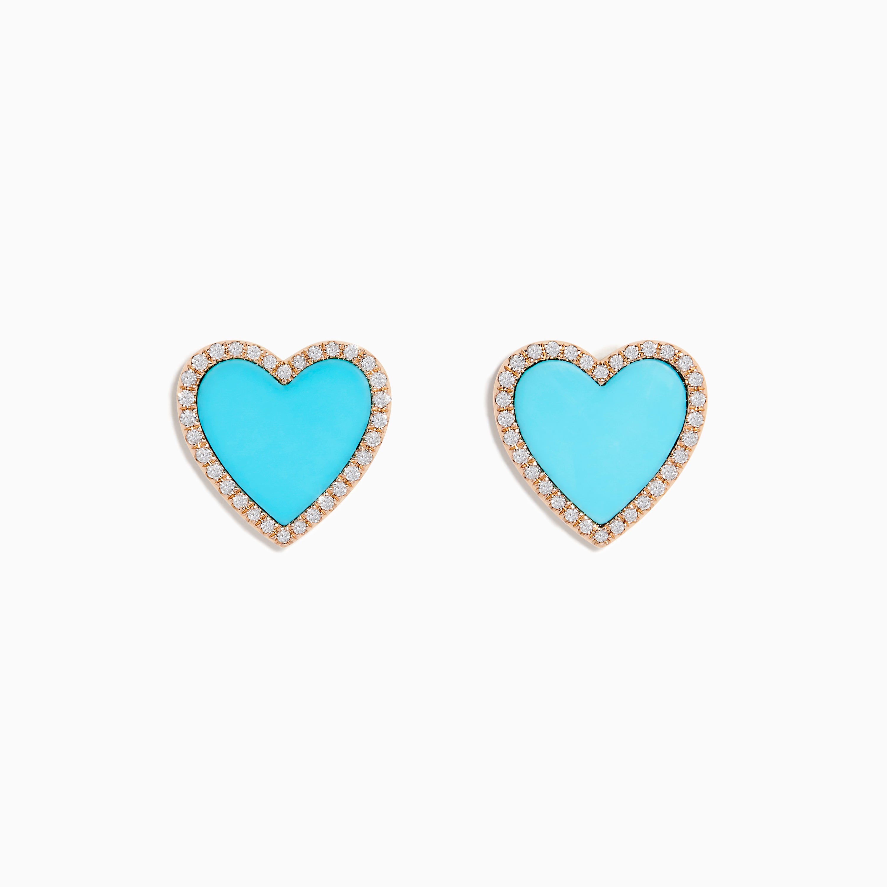 Effy 14K Rose Gold Turquoise and Diamond Heart Earrings