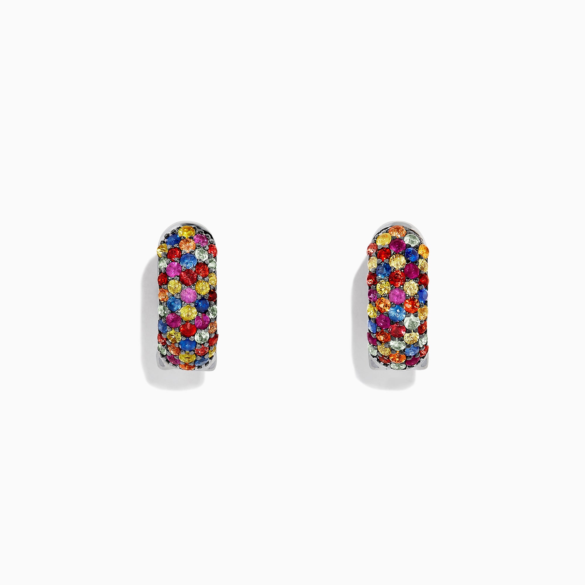 925 Sterling Silver Multi Sapphire Splash Hoop Earrings, 2.29 TCW