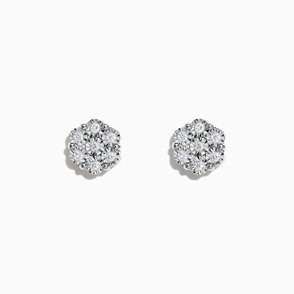 Effy 925 Sterling Silver Diamond Bouquet Stud Earrings, 0.14 TCW