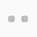 The Bouquet 14K White Gold Diamond Cluster Stud Earrings (0.96 TCW) feature round diamonds set in a floral design on white gold, displayed against a white background.