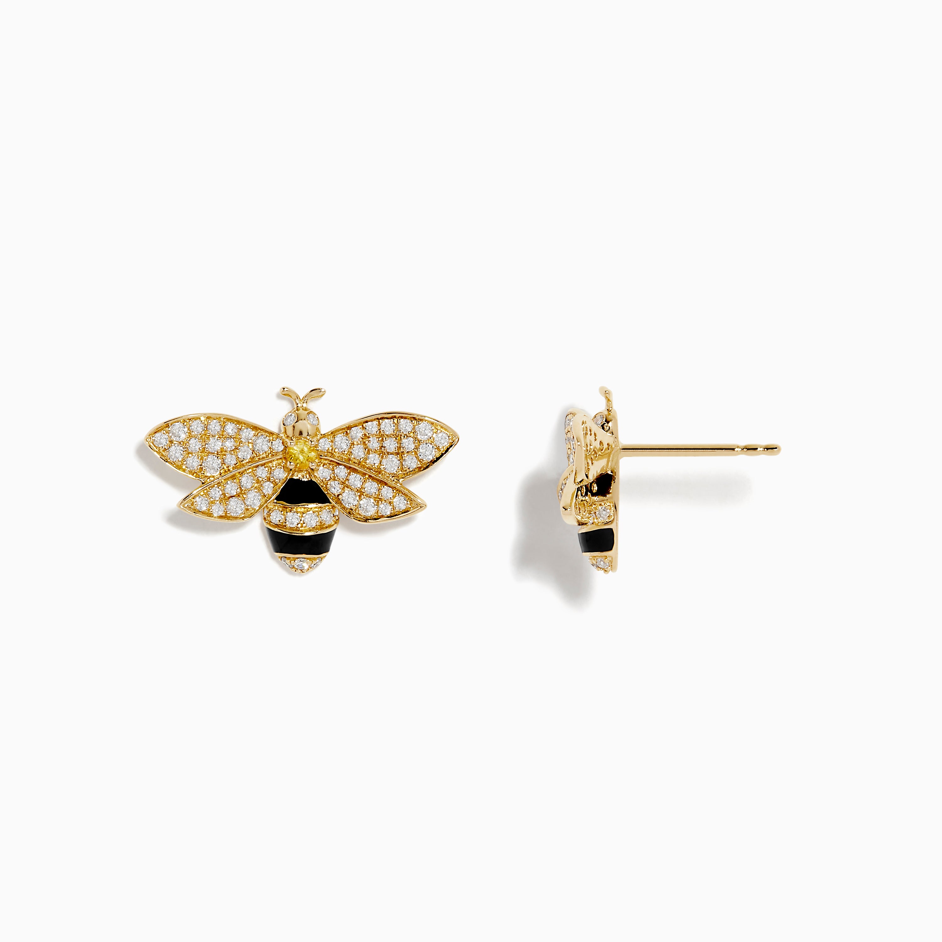 Effy Nature 14K Yellow Gold Diamond and Yellow Sapphire Bee Earrings