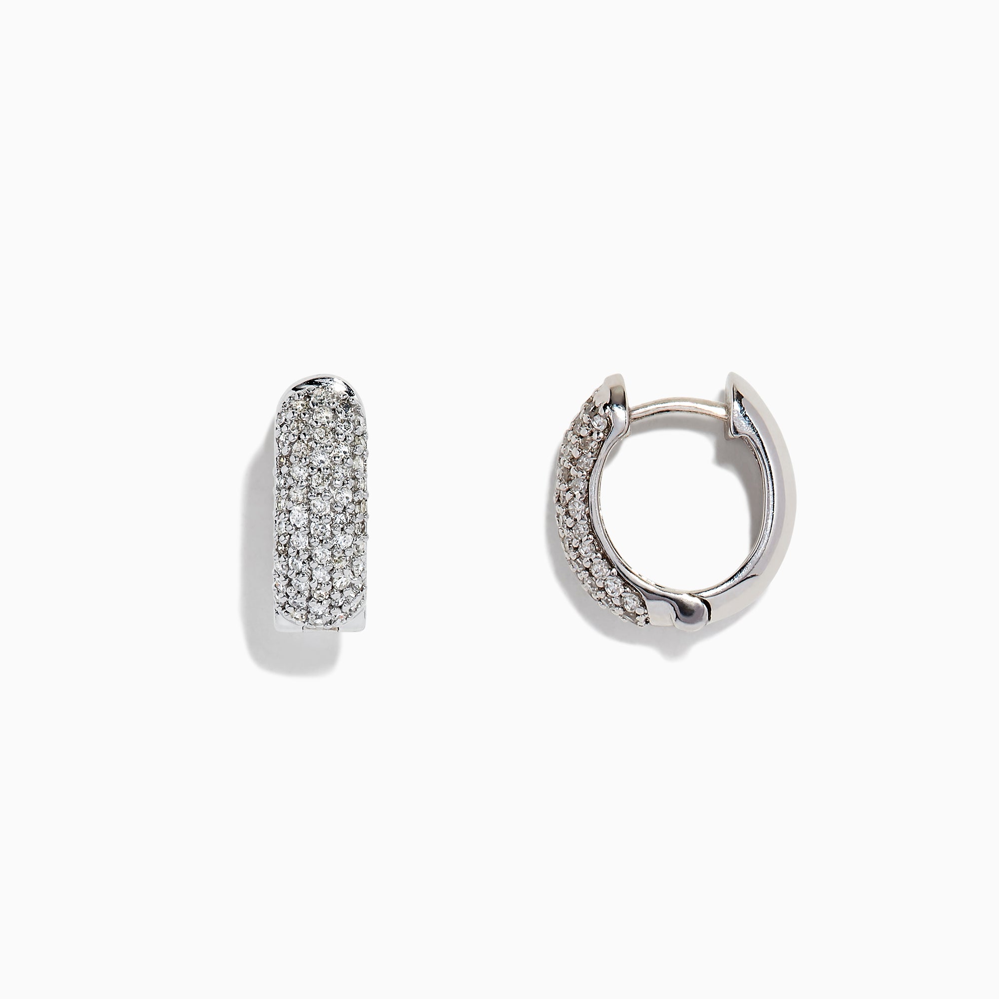 Effy 14K White Gold Diamond Huggie Hoop Earrings,0.53 TCW