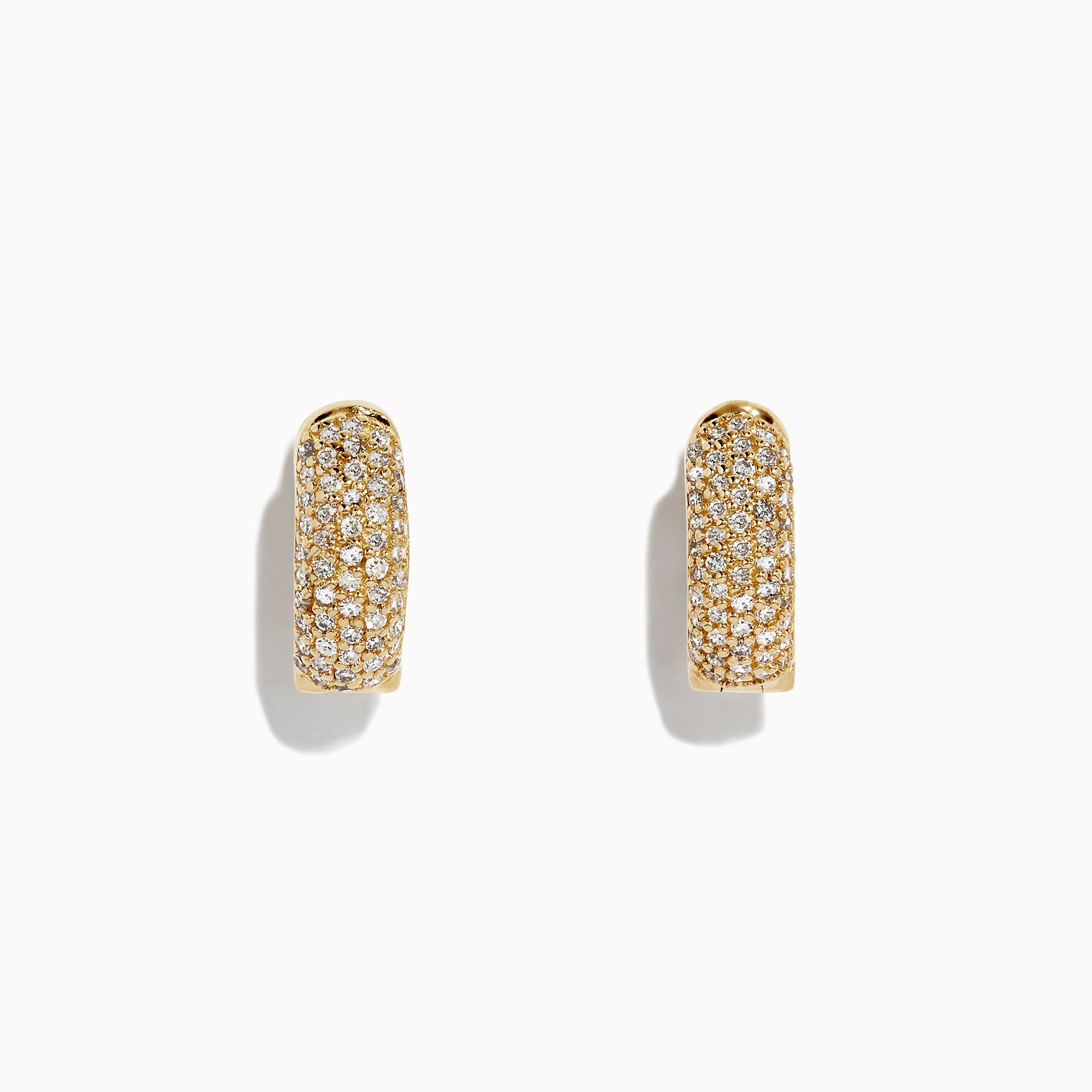 The 14K Yellow Gold Pave Diamond Mini Hoop Earrings, 0.53 TCW, feature small sparkling diamonds and are displayed against a plain white background.