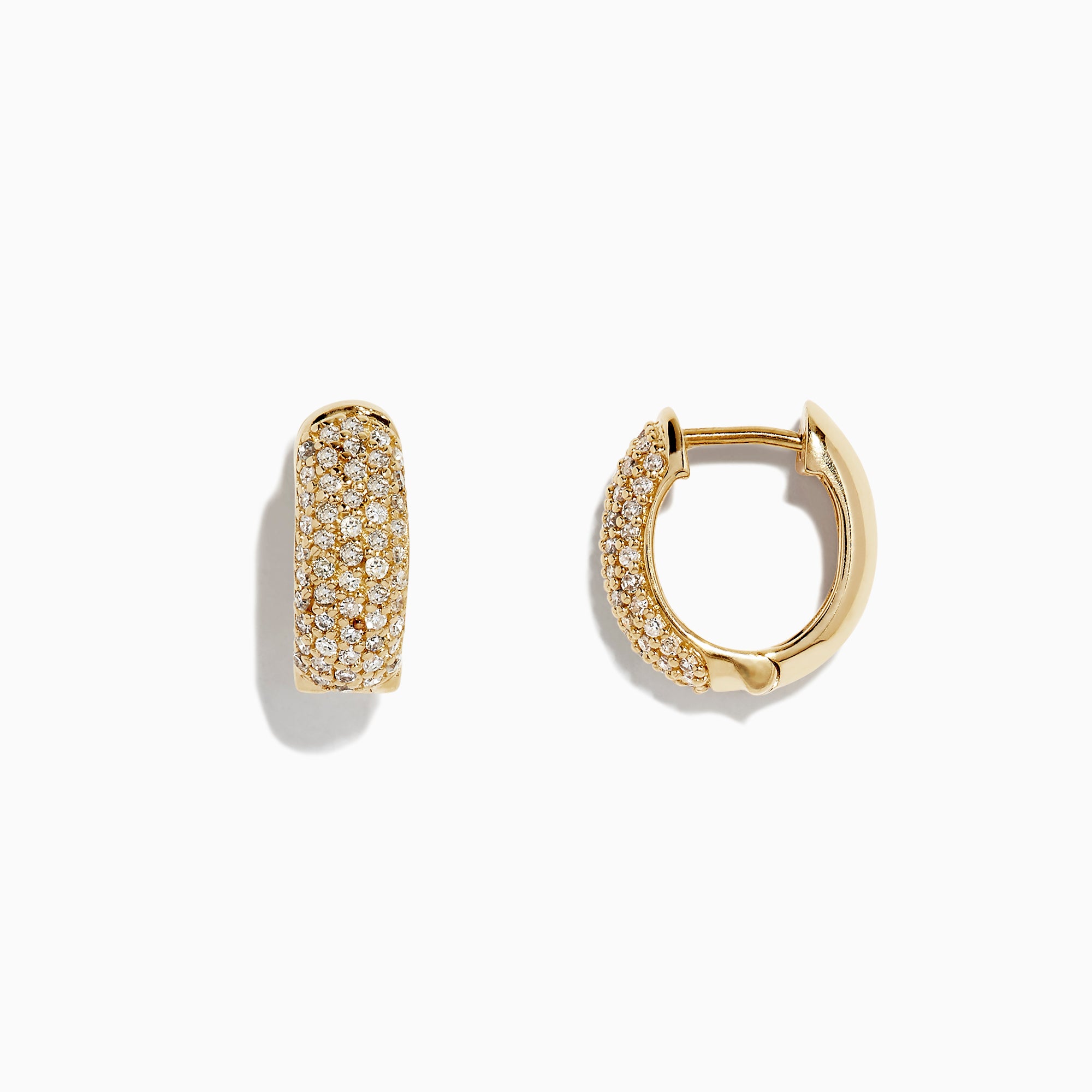 The 14K Yellow Gold Pave Diamond Mini Hoop Earrings, 0.53 TCW, feature small sparkling diamonds and are displayed against a plain white background.