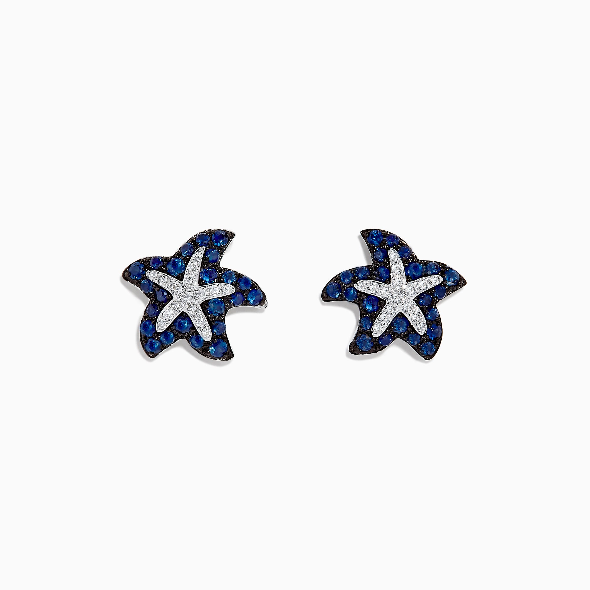 Effy Seaside 14K White Gold Sapphire & Diamond Starfish Studs, 0.82 TCW
