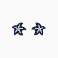 The Seaside 14K White Gold Sapphire & Diamond Starfish Studs, 0.82 TCW, are displayed on a white background.