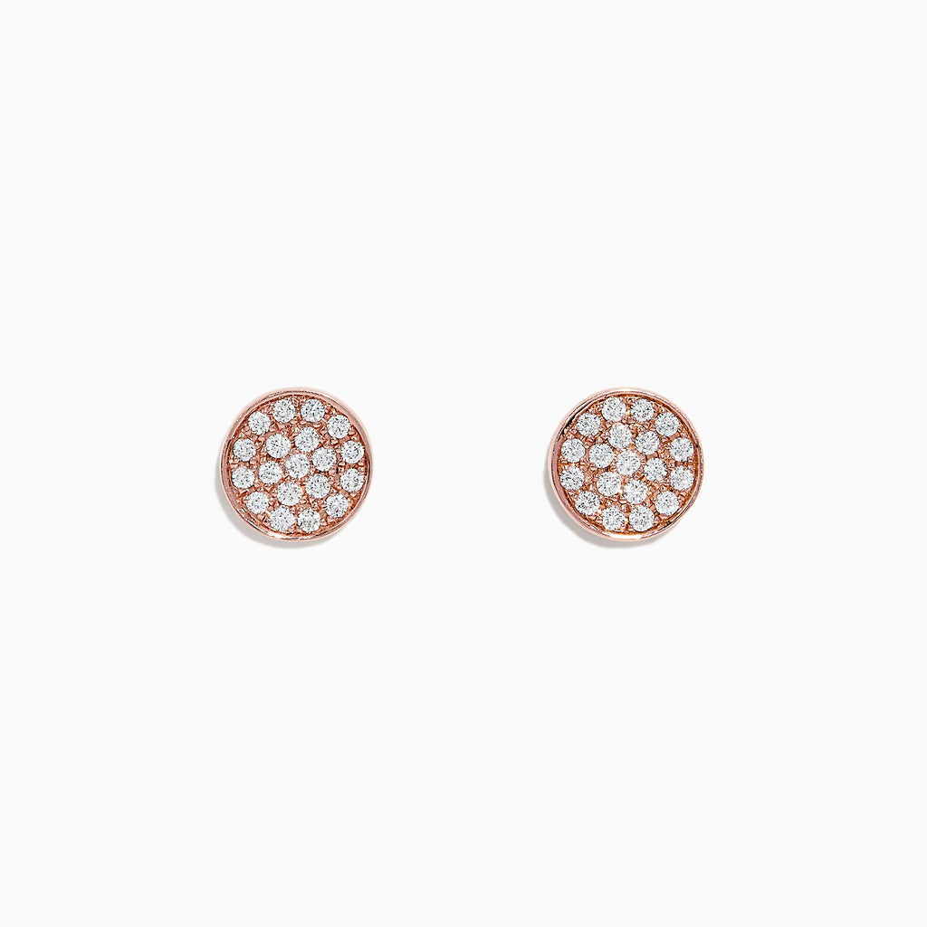 Effy Pave Classica 14K Rose Gold Diamond Earrings, 0.38 TCW