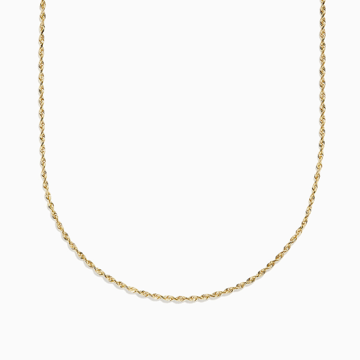 The 14K Yellow Gold Woven Rope Chain 22 is elegantly displayed against a white background, its delicate yellow gold links forming a gentle curve.