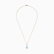 The Aquarius 14K two-tone gold pendant features a teardrop aquamarine (2.68 TCW) and three round diamond accents, shown against a white background.