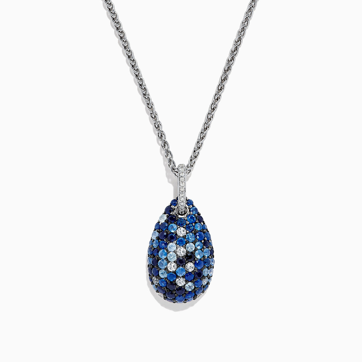 925 Sterling Silver Sapphire & Diamond Pendant 3.26 TCW