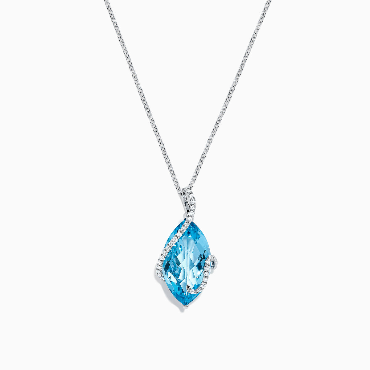 Ocean Bleu 14K White Gold Blue Topaz & Diamond Pendant 7.27 TCW