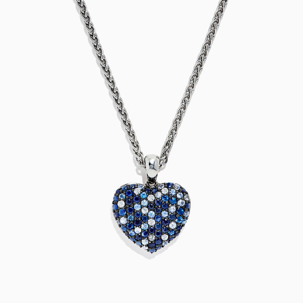 925 Sterling Silver Heart Necklace for Women, Blue Lab Opal Heart Pend 925 Sterling Silver Heart Necklace for Women, Blue Lab Opal Heart Pend