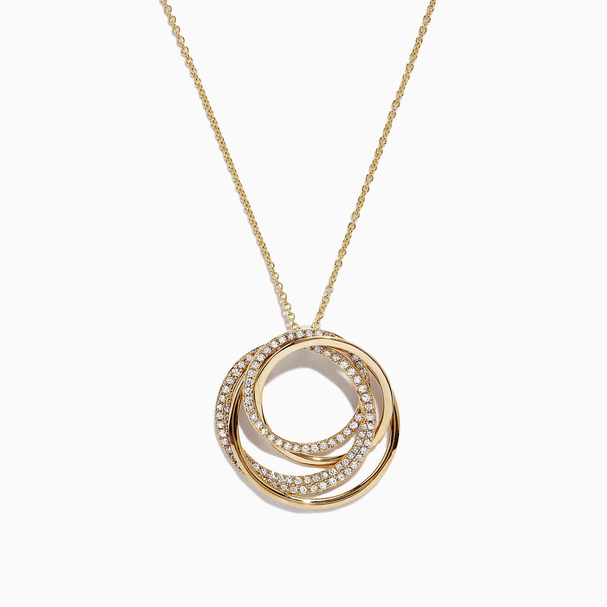 D'Oro 14K Yellow Gold Diamond Crossover Circles Pendant, TCW