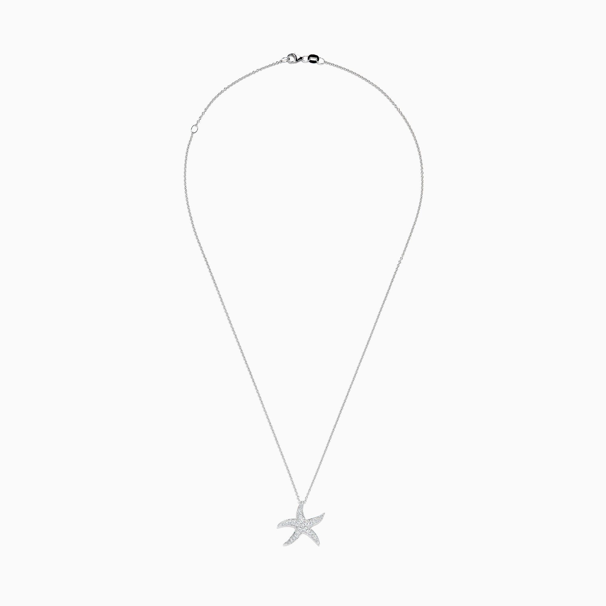 A Seaside 14K White Gold Diamond Starfish Pendant, 0.55 TCW, featuring sparkling diamonds, shown against a white background.