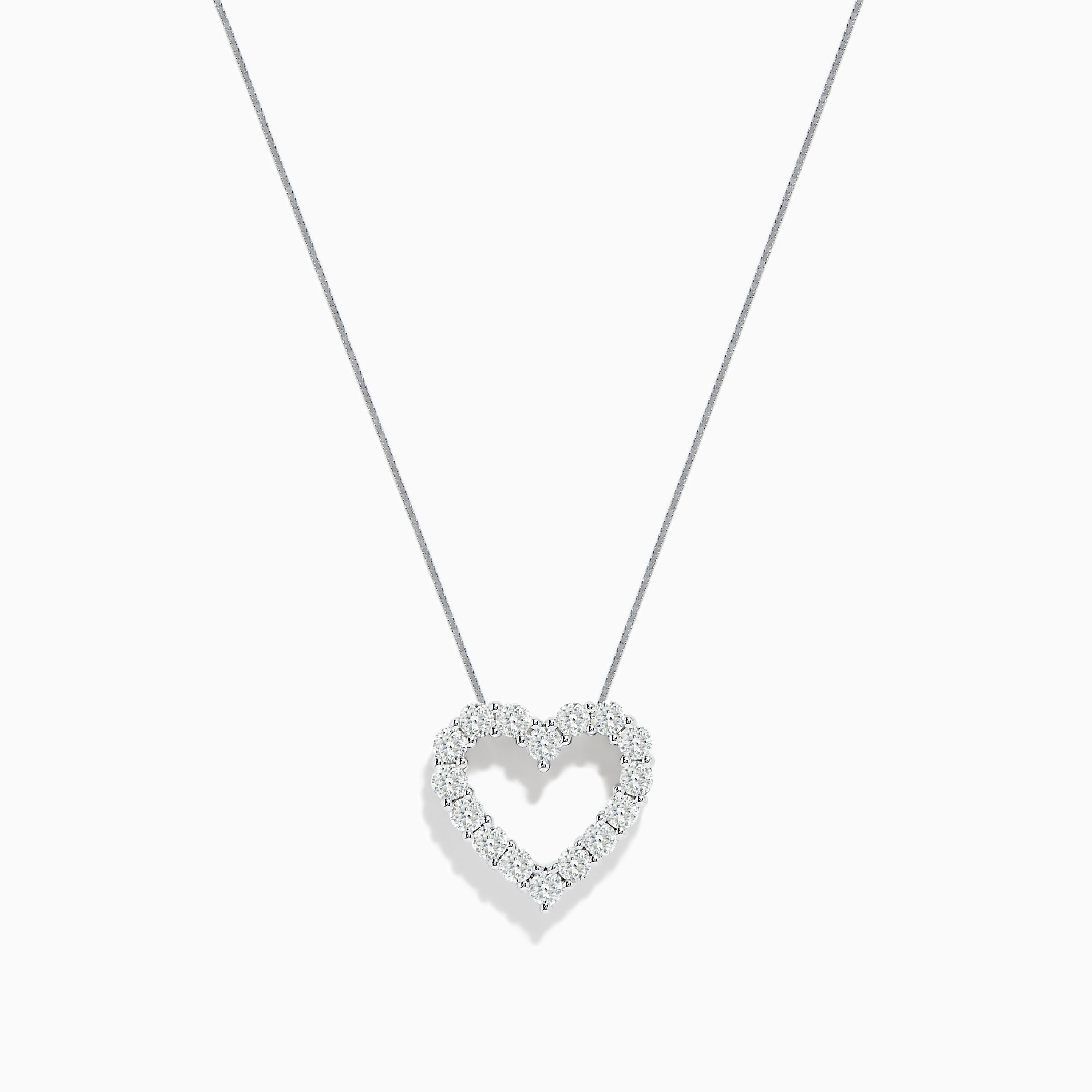 Effy Pave Classica 14K White Gold White Diamond Heart Pendant –